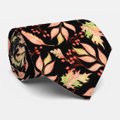 Watercolor Autumn Leaves and Red Wild Berries  ネクタイ (ロール)