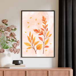 Watercolor Autumn Leaves Botanical Poster ポスター