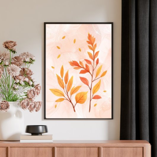 Watercolor Autumn Leaves Botanical Poster ポスター