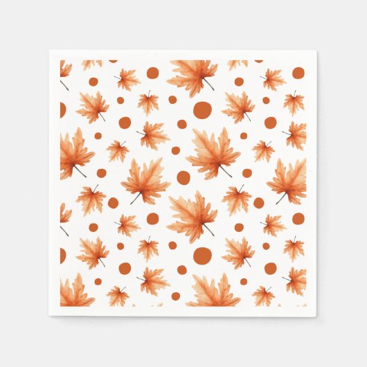 Watercolor Autumn Leaves Fall Foliage Thanksgiving スタンダードカクテルナプキン (正面)