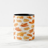 Watercolor Autumn Leaves Mug ツートーンマグカップ (中央)