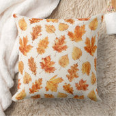 Watercolor Autumn Leaves Pillow クッション (ブランケット)