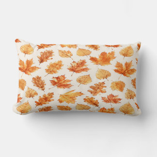 Watercolor Autumn Leaves Pillow ランバークッション