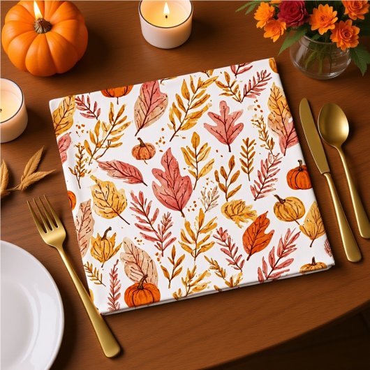 Watercolor Autumn Leaves Thanksgiving Napkins スタンダードランチョンナプキン