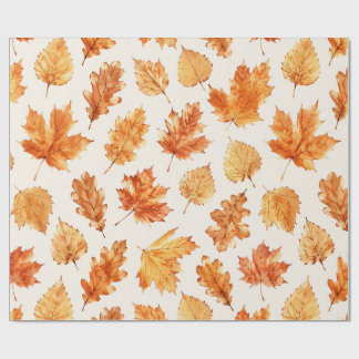 Watercolor Autumn Leaves Wrap ラッピングペーパー