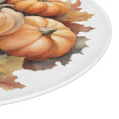Watercolor Autumn Pumpkins with Leaves カッティングボード (角)
