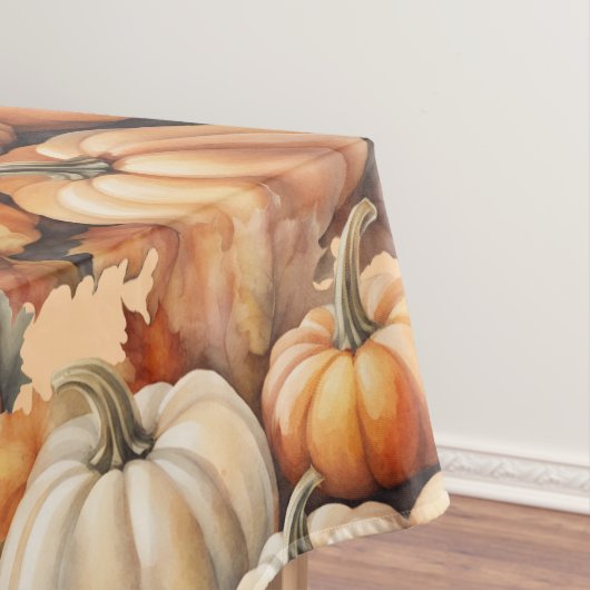 Watercolor Autumn Pumpkins with Leaves テーブルクロス (インサイチュ)