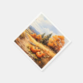 Watercolor Autumn Road Pumpkin Falling Leaves スタンダードカクテルナプキン (角)