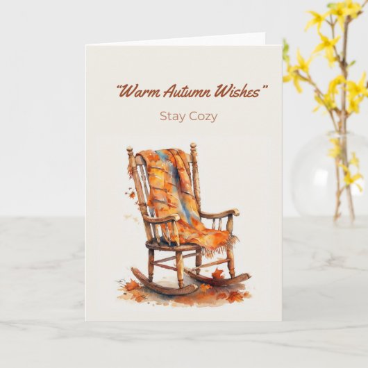  Watercolor Autumn Rocking Chair カード (黄色い花)