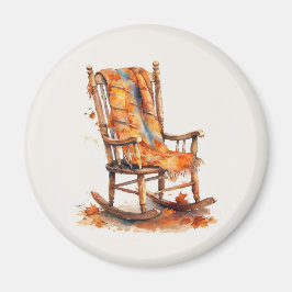 Watercolor Autumn Rocking Chair マグネット