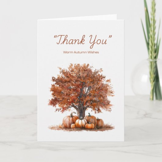 Watercolor Autumn Tree with Pumpkins カード (正面)