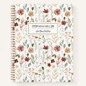 Watercolor Autumn Wildflower Garden Floral Pattern ノートブック (正面)