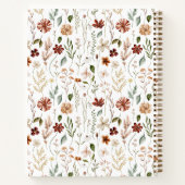 Watercolor Autumn Wildflower Garden Floral Pattern ノートブック (裏面)