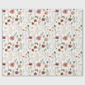 Watercolor Autumn Wildflower Garden Floral Pattern ラッピングペーパー (フラット)