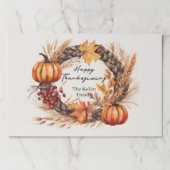Watercolor Autumn Wreath Thanksgiving Placemat ペーパーパッド (正面)