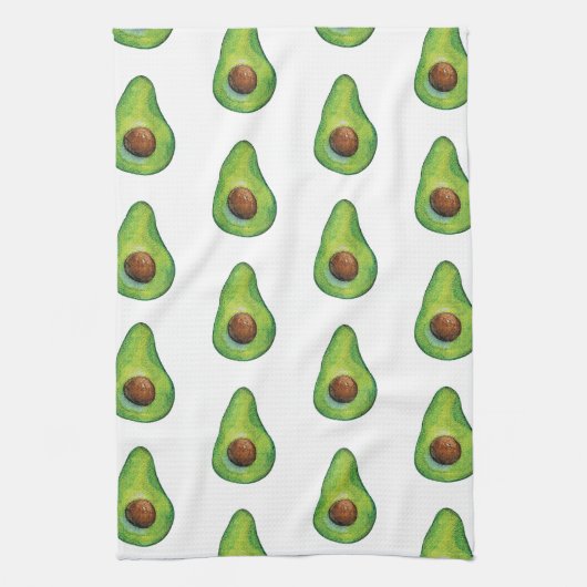 Watercolor Avocado Pattern キッチンタオル (縦)