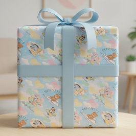 Watercolor Baby Animals Flying Wrapping Paper ラッピングペーパー