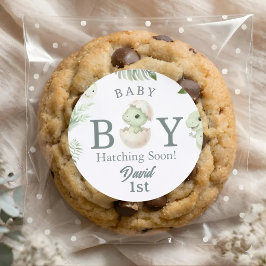 Watercolor Baby Boy Dinosaur 1st Birthday & Baby S スクエアシール