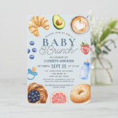 Watercolor Baby Brunch Boy Baby Shower Invitation 招待状 (スタンド正面)