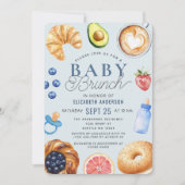 Watercolor Baby Brunch Boy Baby Shower Invitation 招待状 (正面)