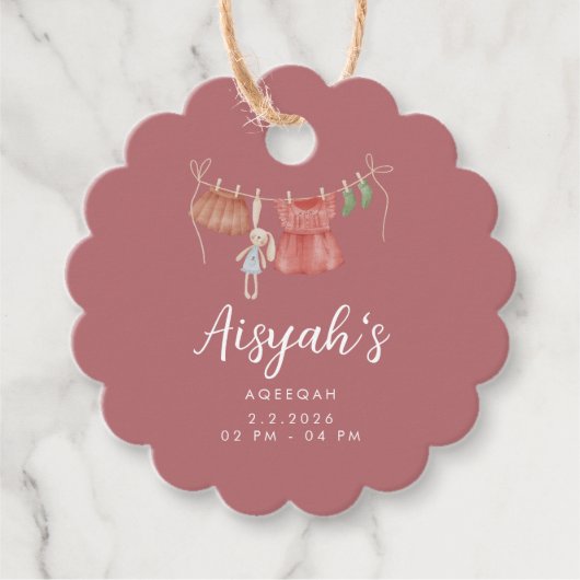 Watercolor Baby Clothes Dusty Rose Aqeeqah  フェイバータグ (正面)