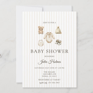 Watercolor Baby Clothes | Fall Baby Shower  招待状