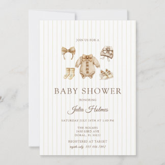 Watercolor Baby Clothes | Fall Baby Shower   招待状