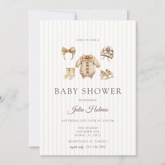 Watercolor Baby Clothes | Fall Baby Shower 招待状 (正面)