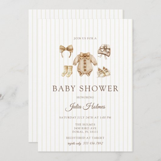 Watercolor Baby Clothes | Fall Baby Shower   招待状 (正面/裏面)