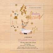 Watercolor Baby Deer Pink Baby Shower アクリル招待状 (正面)