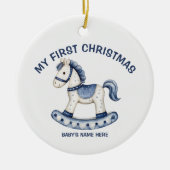 Watercolor Baby First Christmas Photo セラミックオーナメント (正面)