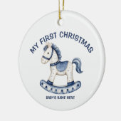 Watercolor Baby First Christmas Photo セラミックオーナメント (左)