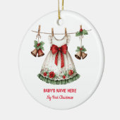 Watercolor Baby First Christmas Photo セラミックオーナメント (左)