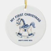Watercolor Baby First Christmas Photo セラミックオーナメント (正面)