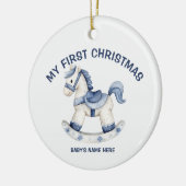Watercolor Baby First Christmas Photo セラミックオーナメント (左)