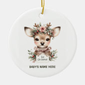 Watercolor Baby First Christmas Photo セラミックオーナメント (正面)