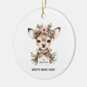 Watercolor Baby First Christmas Photo セラミックオーナメント (左)
