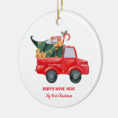 Watercolor Baby First Christmas Photo セラミックオーナメント (左)