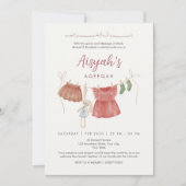 Watercolor Baby Girl Clothesline Aqeeqah 招待状 (正面)