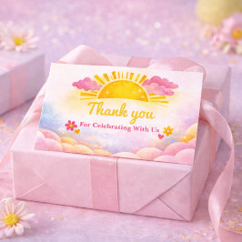 watercolor baby girl shower サンキューカード