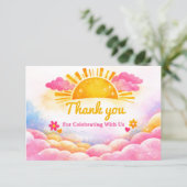 watercolor baby girl shower サンキューカード (スタンド正面)