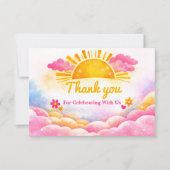 watercolor baby girl shower サンキューカード (正面)