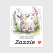 Watercolor Baby Goat with Wildflowers Baby Shower シール (シート)