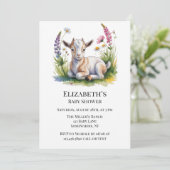 Watercolor Baby Goat with Wildflowers Baby Shower 招待状 (スタンド正面)