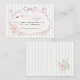 Watercolor baby in bloom butterfly diaper raffle  名刺