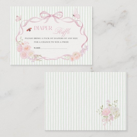 Watercolor baby in bloom butterfly diaper raffle  名刺 (正面/裏面)