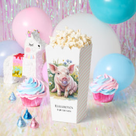 Watercolor Baby Pig Wildflowers Baby Shower フェイバーボックス