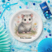 Watercolor Baby Possum Baby Shower ペーパープレート (パーティー)