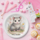 Watercolor Baby Possum Baby Shower ペーパープレート (パーティー)