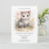Watercolor Baby Possum Baby Shower  招待状 (スタンド正面)